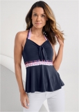 Venus Midnight Floral Border Top in Navy Multi