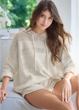 Venus Striped Knit Short Set in Off White