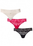 Venus Perfect Passion Pearl By Venus? Allover Lace Thong 3 Pack
