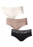 Venus Cherished Classics Pearl By Venus? Lace Trim Hipster 3 Pack