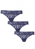 Venus Belize Blue Pearl By Venus? Allover Lace Thong 3 Pack
