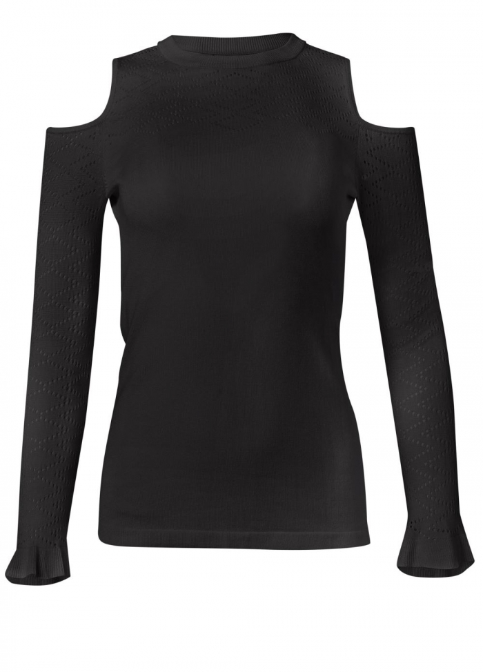 Venus Plus Size Pointelle Stitch Sweater in Black