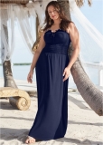 Venus Plus Size Smocked Lace-Up Dress
