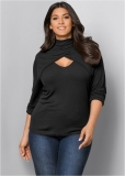 Venus Plus Size Cutout Mock-Neck Top