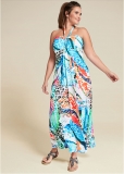 Venus Plus Size Printed Halter Dress