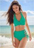 Venus Lace-Up Strappy Bottom Bikini - Royal Green