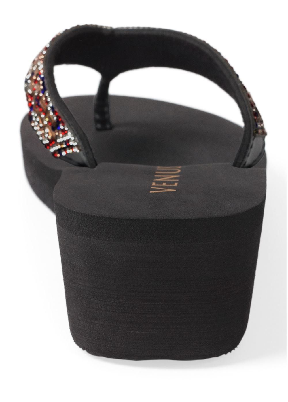 Venus Embellished Thong Sandals in Black