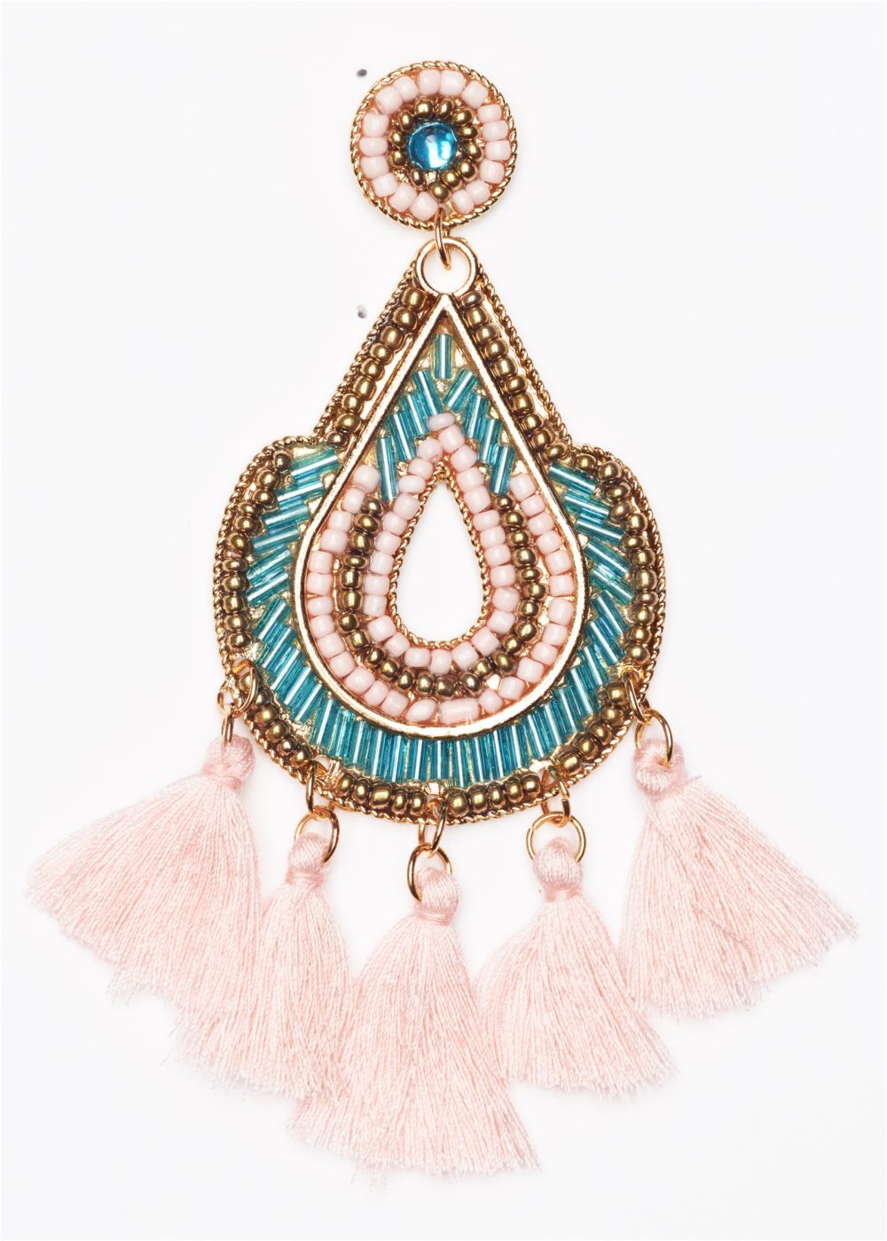 Venus Beaded Fringe Earrings in Turquoise Multi