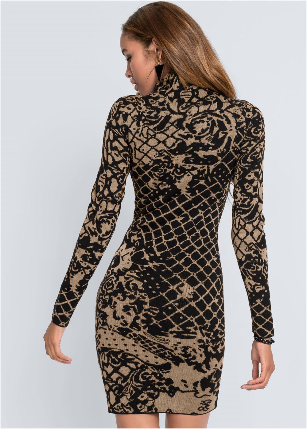 Venus Bodycon Sweater Dress - Black Multi