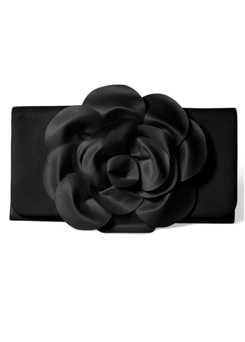 Venus Floral Applique Clutch in Black