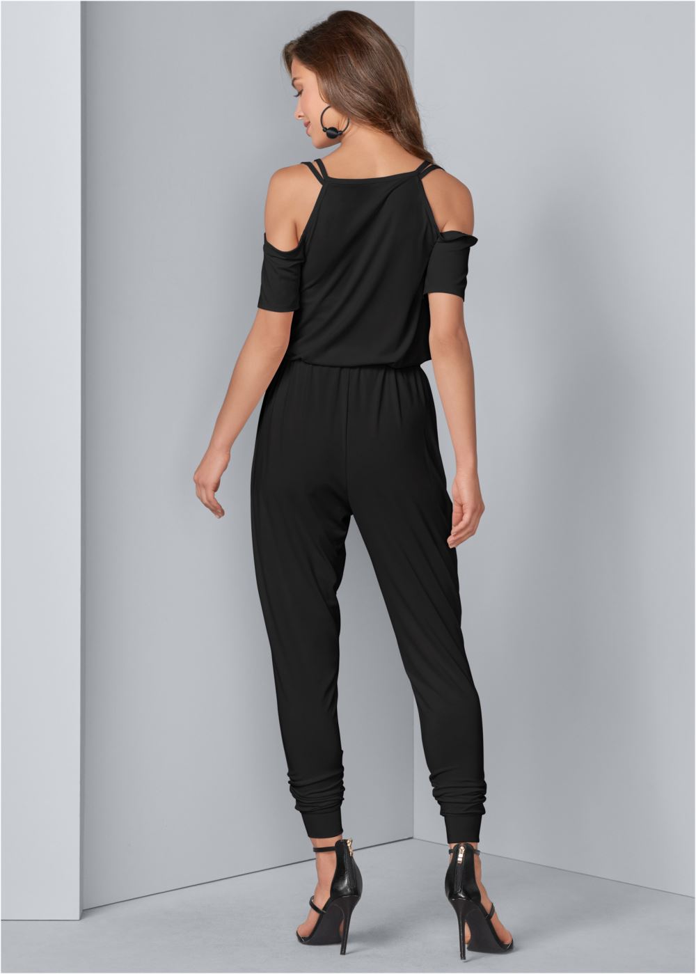 Venus Cold-Shoulder Jumpsuit in Black