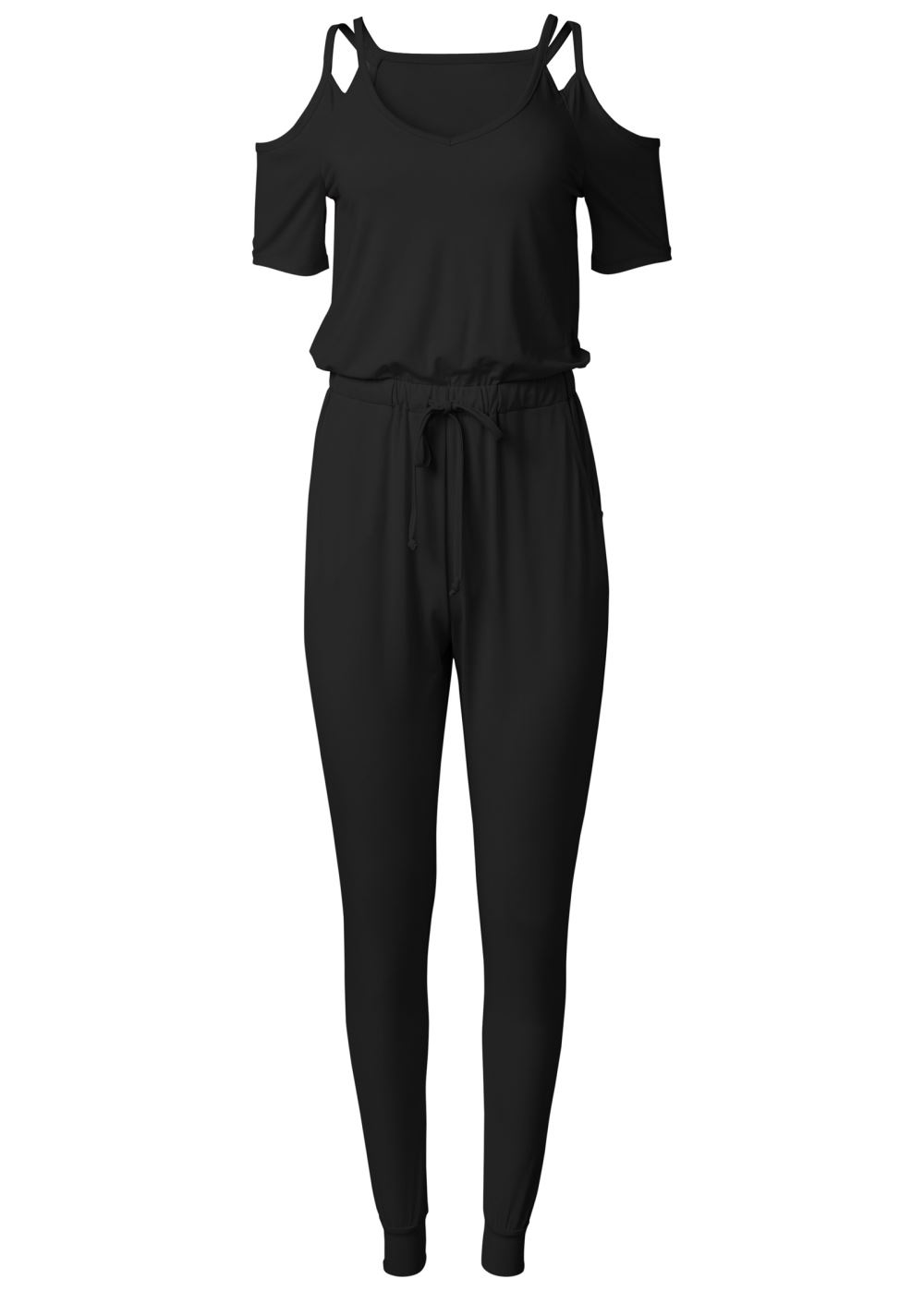 Venus Cold-Shoulder Jumpsuit in Black