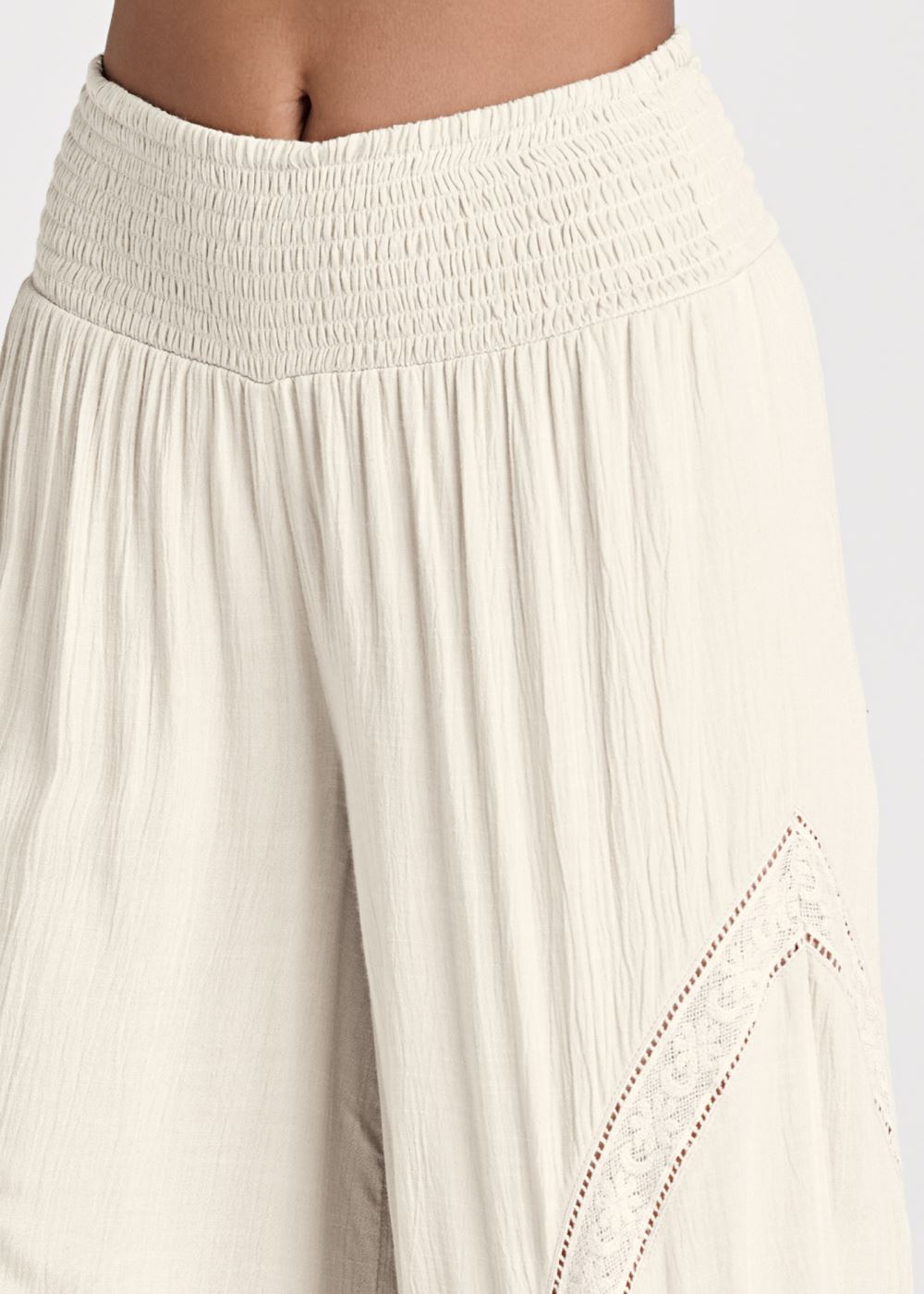 Venus Lace Detail Wide Leg Pants in White