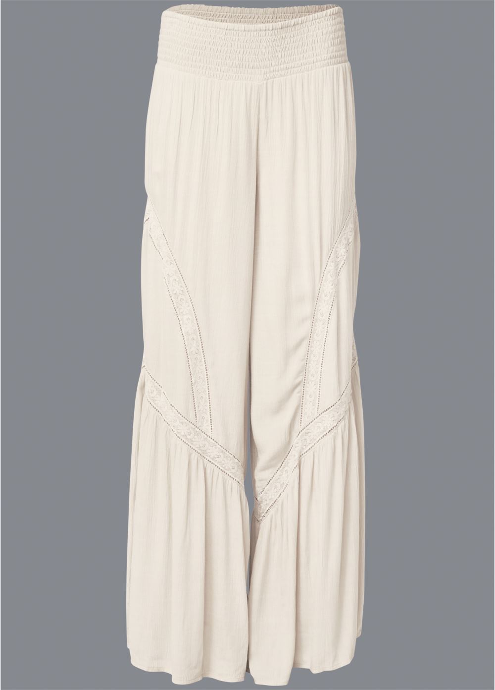 Venus Lace Detail Wide Leg Pants in White