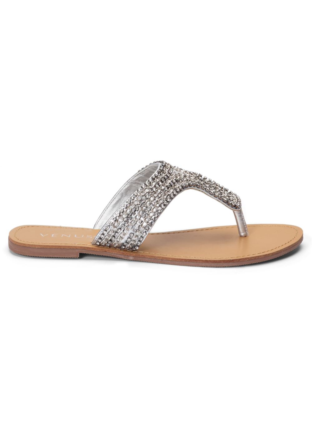 Venus Rhinestone Flats in Silver