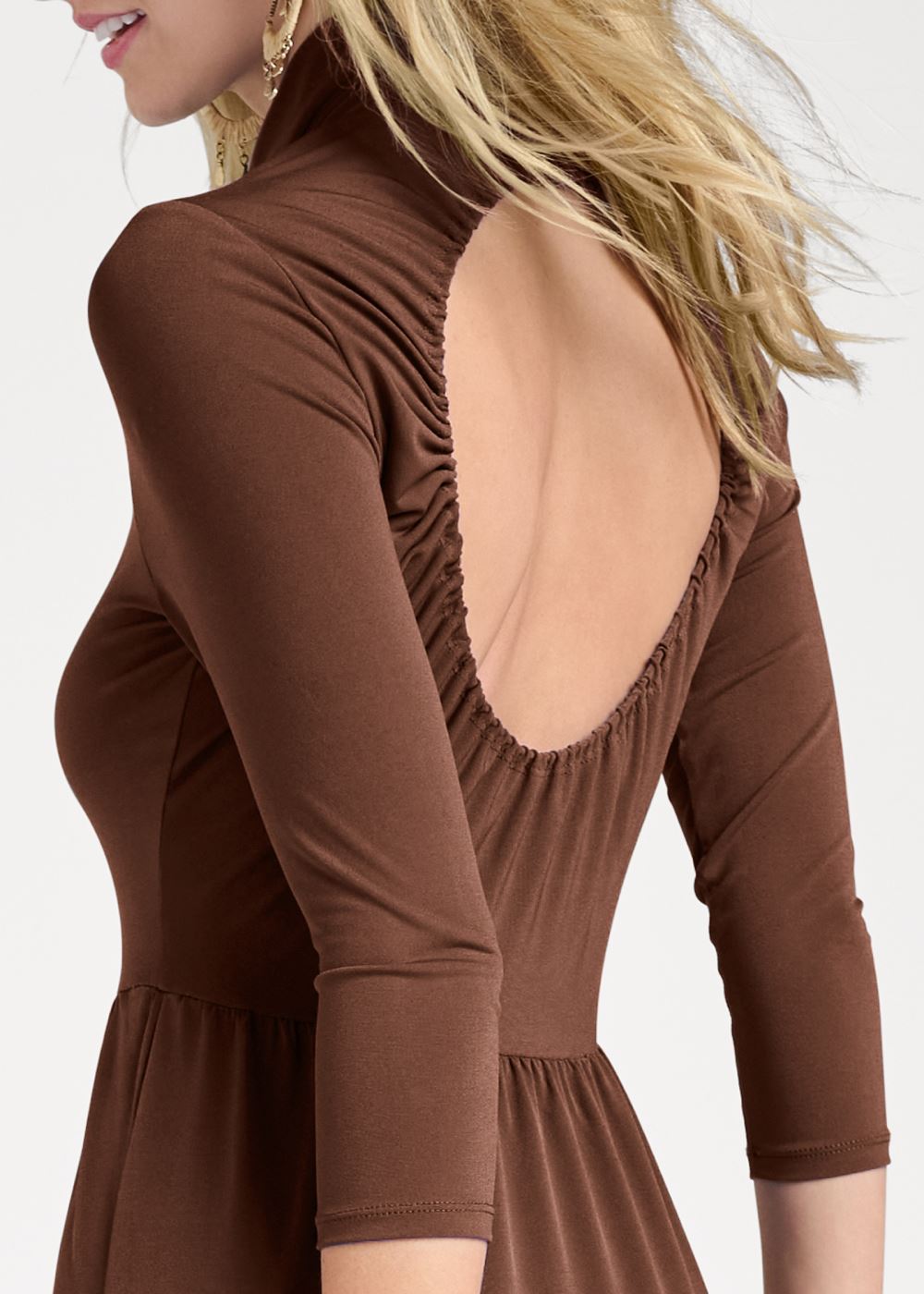 Venus Open Back Tiered Long Dress - Brown