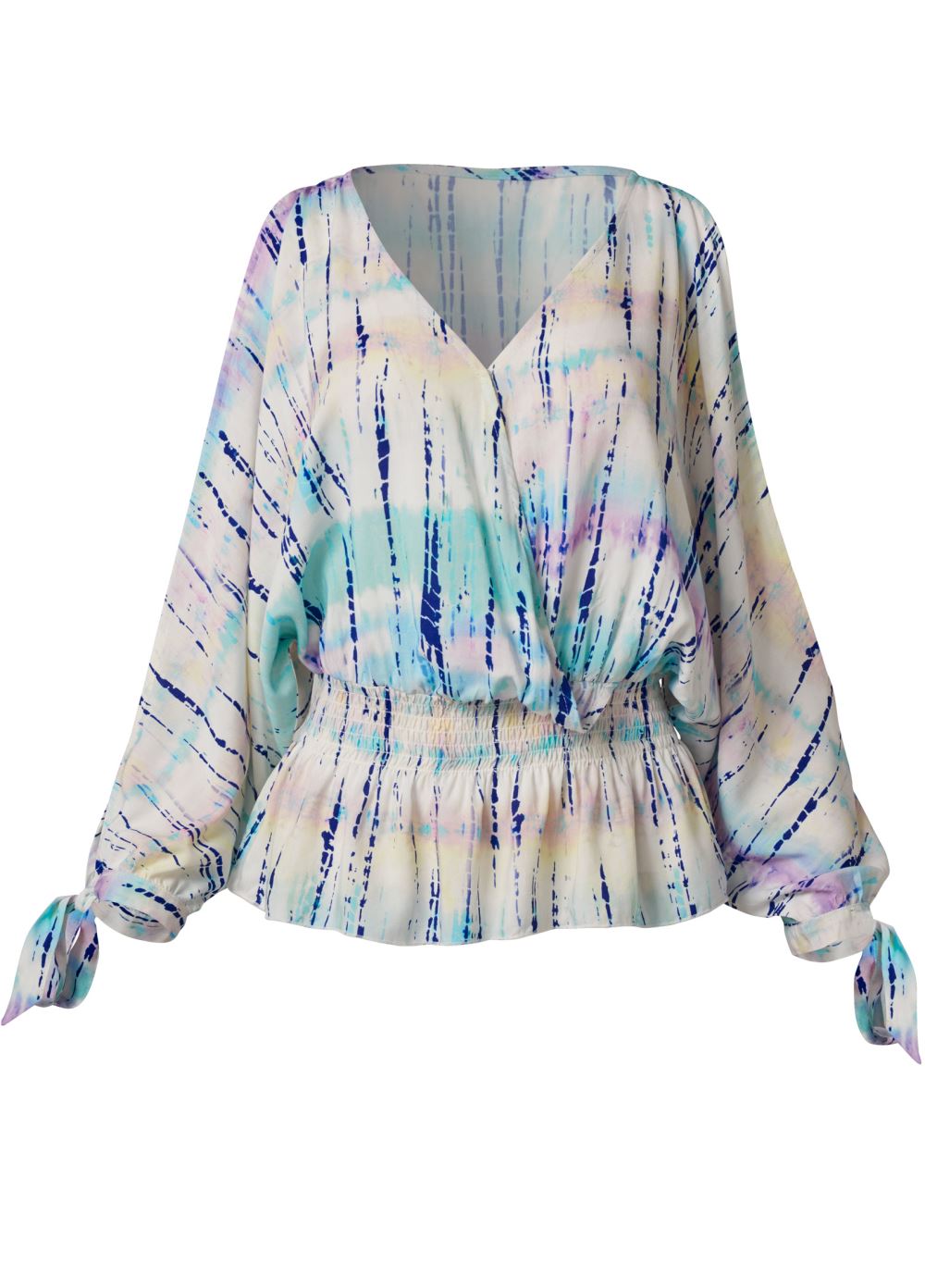 Venus Tie Dye Cold-Shoulder Top in Cream Multi