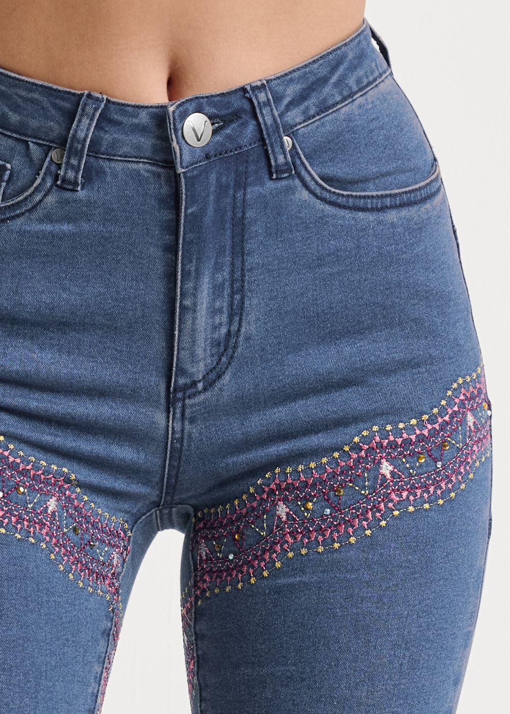 Venus Embellished Bootcut Jeans in Medium Wash
