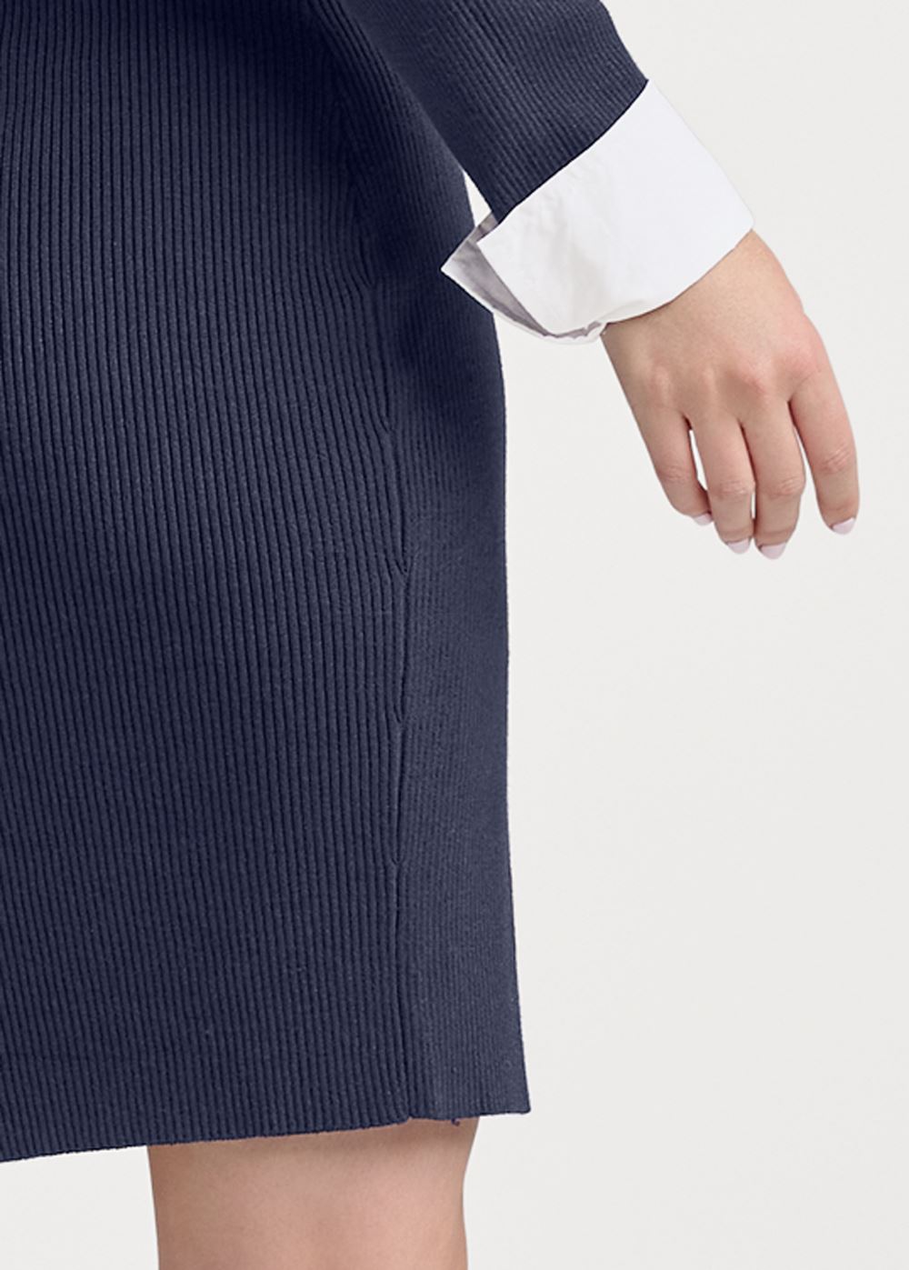Venus Shirt Detail Sweater Dress - Navy & White