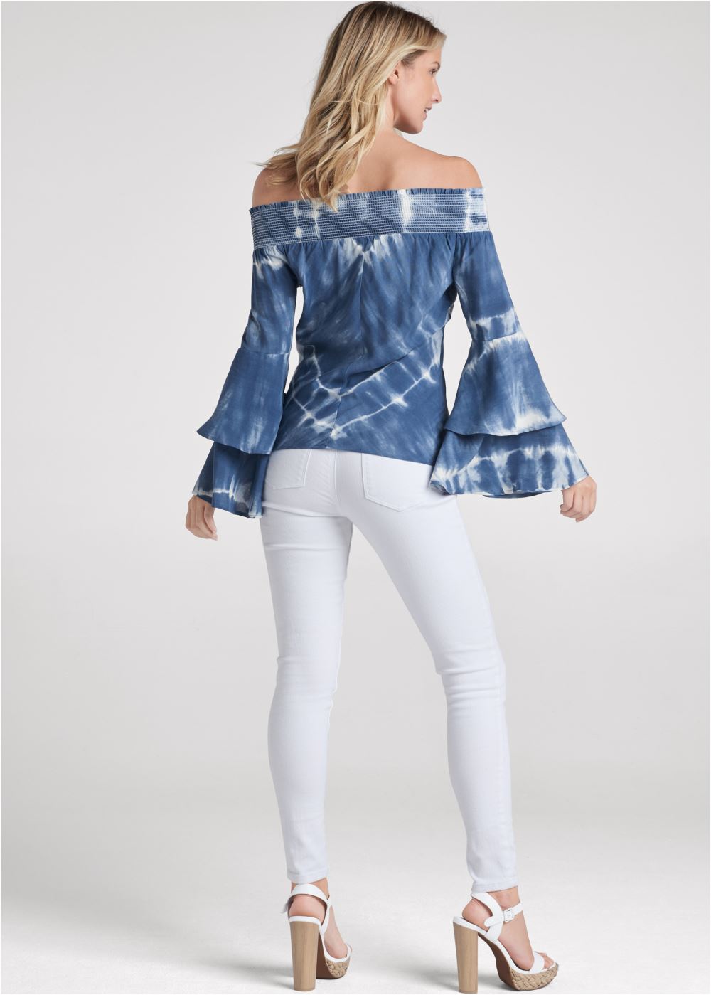 Venus Tie Dye Off-Shoulder Top in Blue Multi