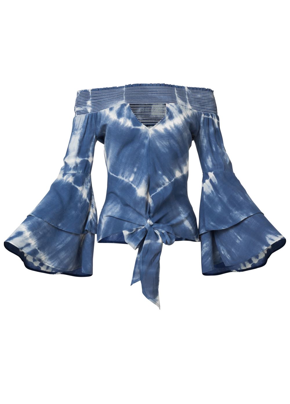 Venus Tie Dye Off-Shoulder Top in Blue Multi