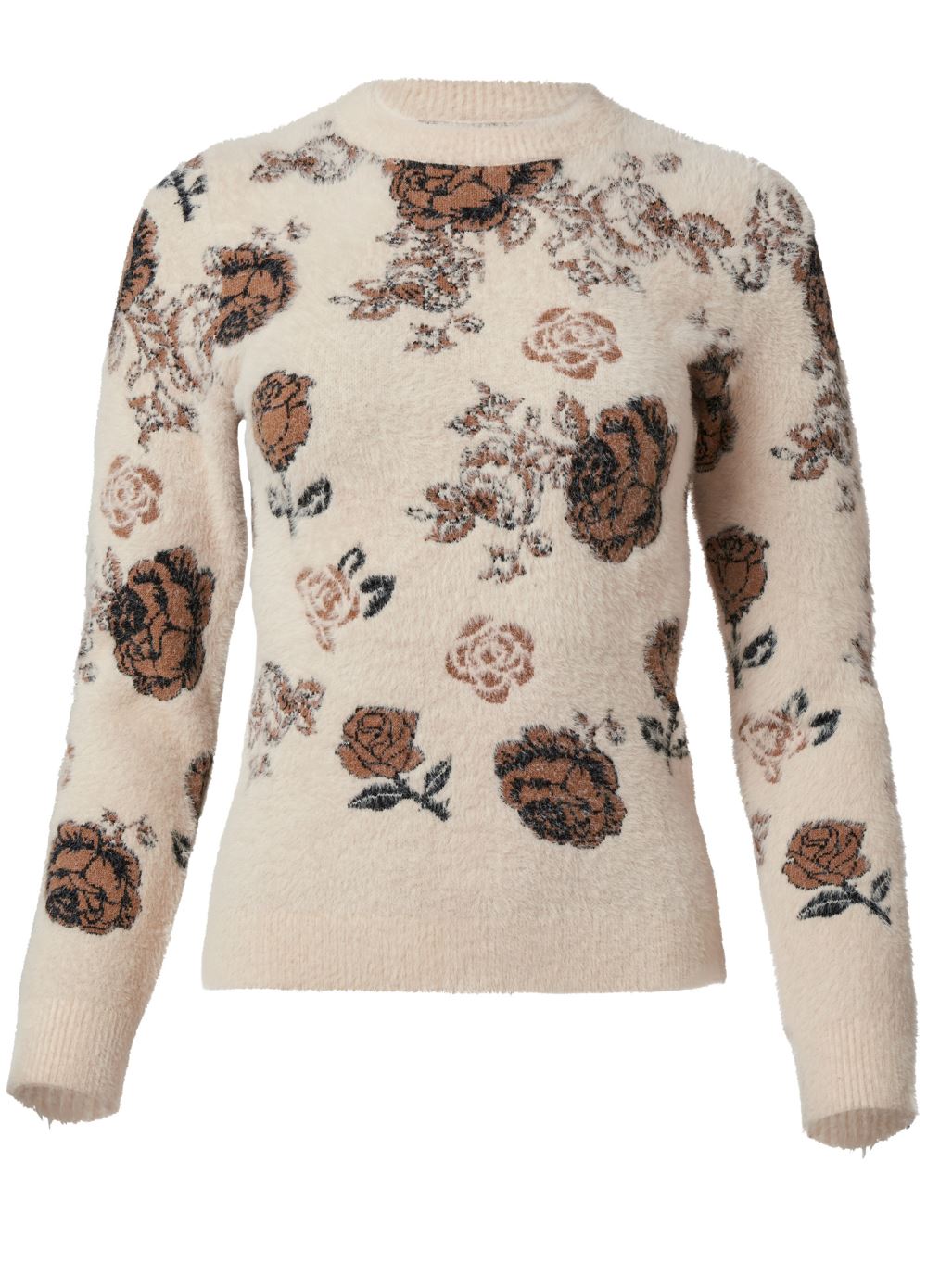 Venus VENUS | Eyelash Rose Print Sweater in White Multi