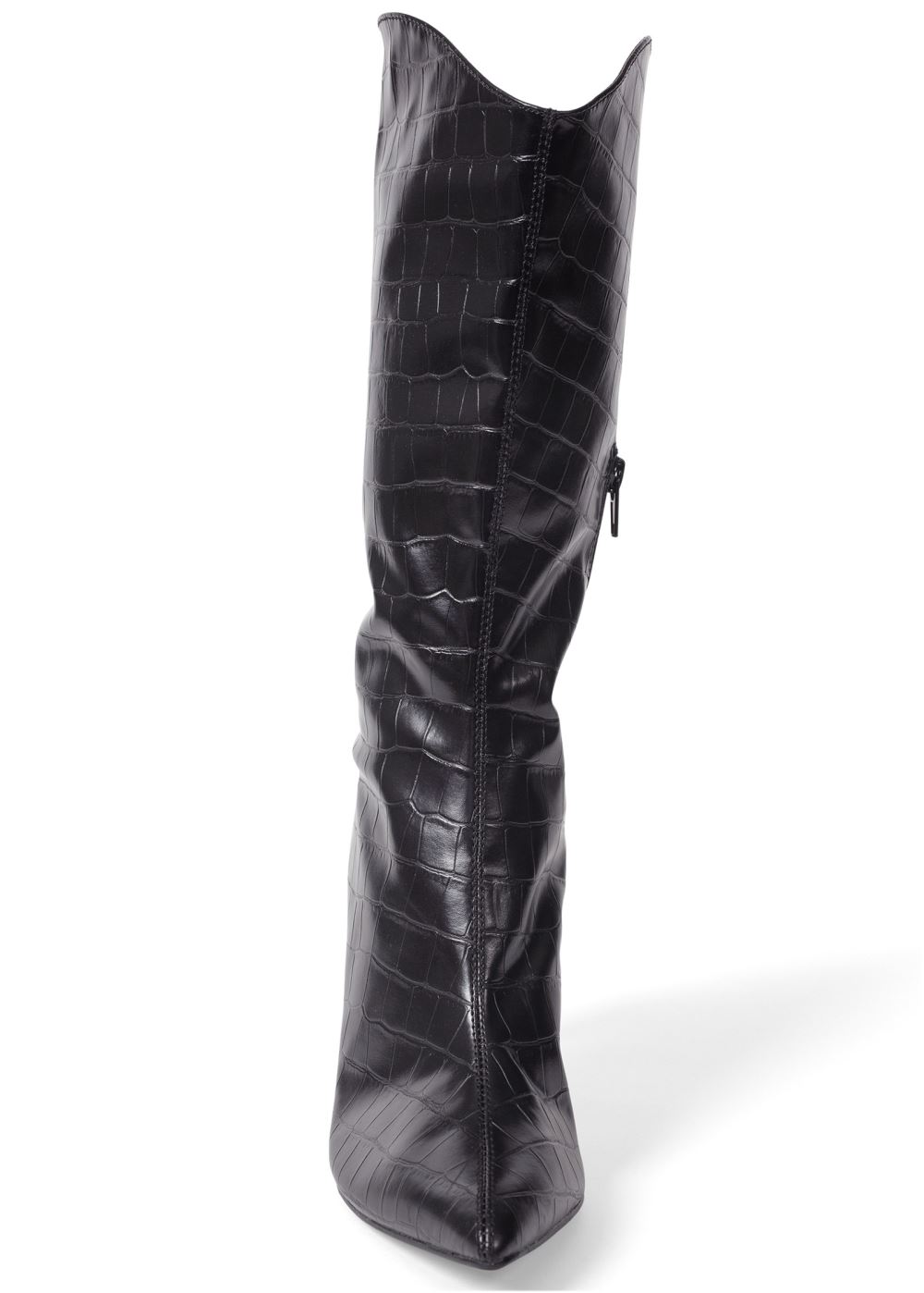 Venus Croc Faux-Leather Boots in Black