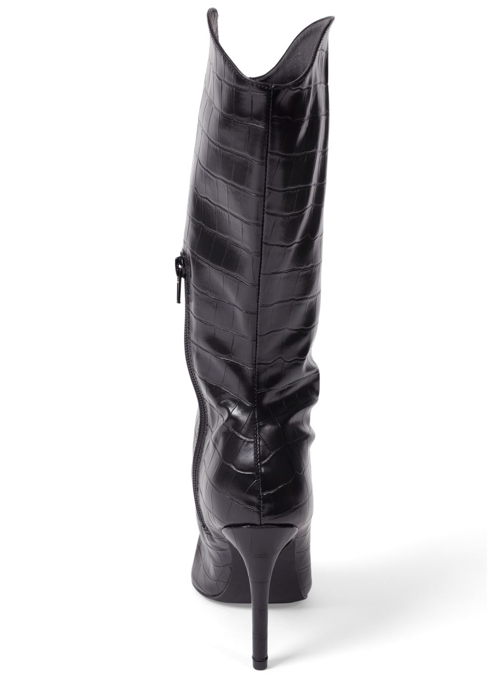 Venus Croc Faux-Leather Boots in Black