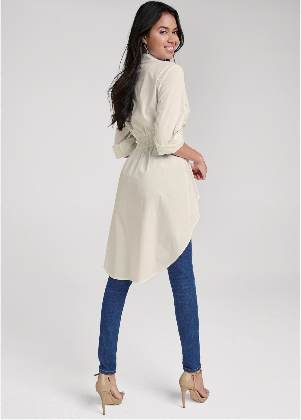 Venus High-Low Corset Top in Off White