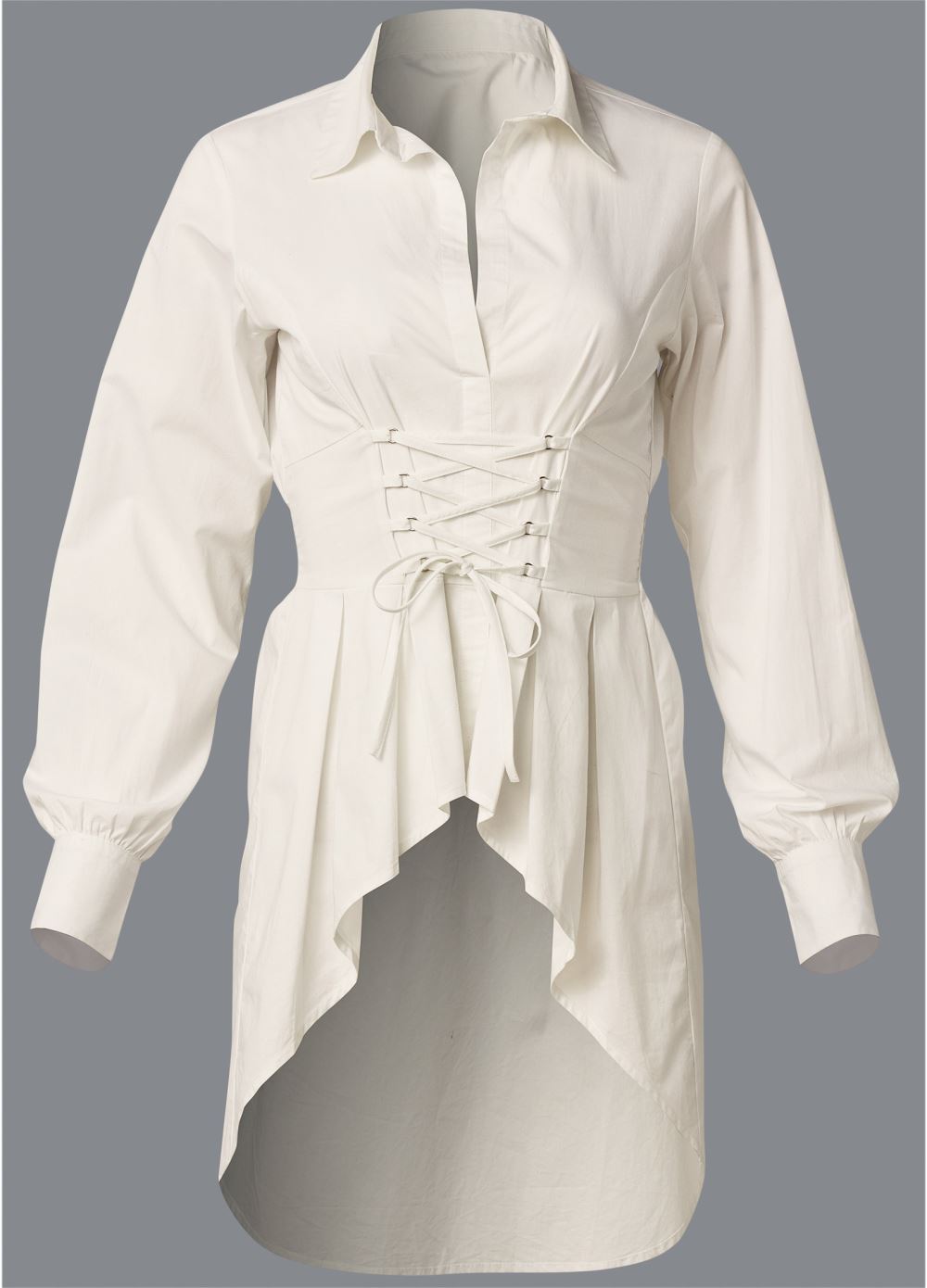 Venus High-Low Corset Top in Off White