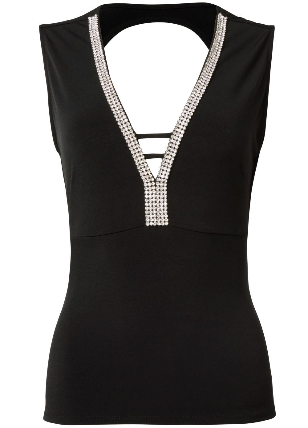 Venus Embellished Open Back Top in Black