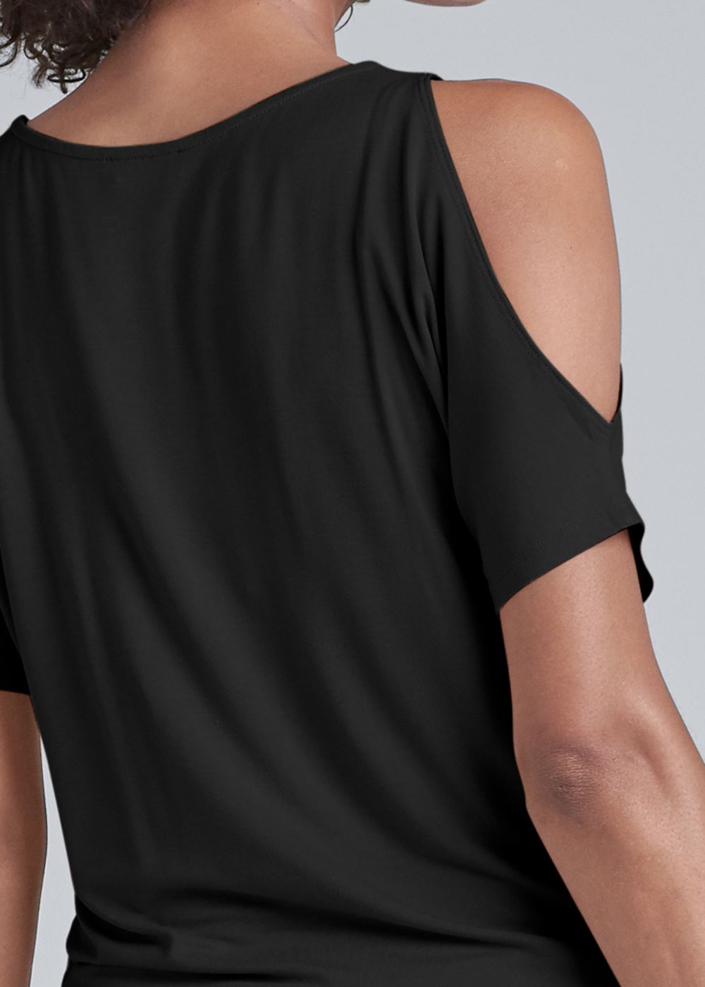 Venus Banded Hemline Tunic Top in Black