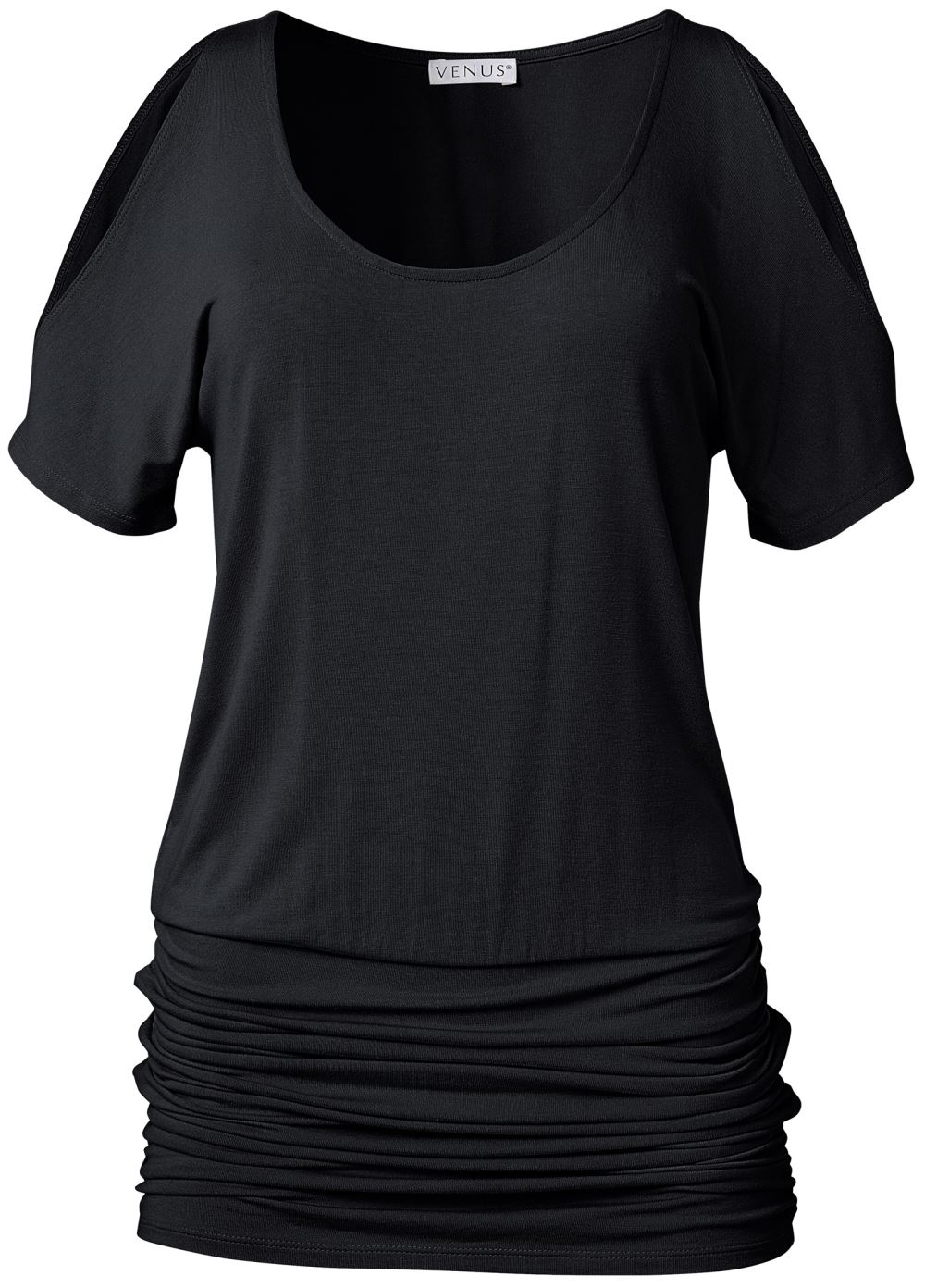 Venus Banded Hemline Tunic Top in Black