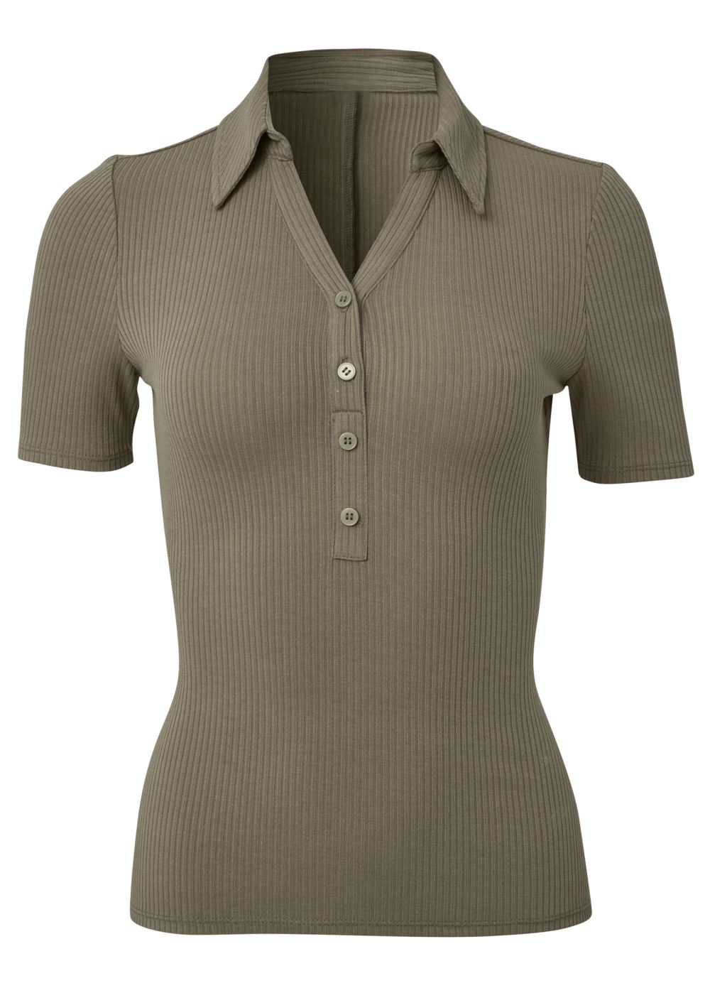 Venus Ribbed Henly Top in Olive