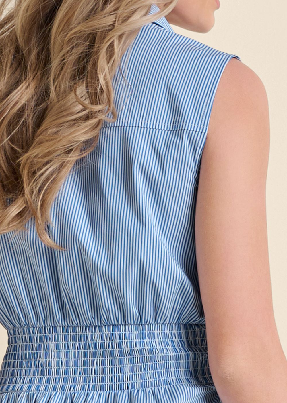 Venus Tie-Front Shirt Dress - Blue & White