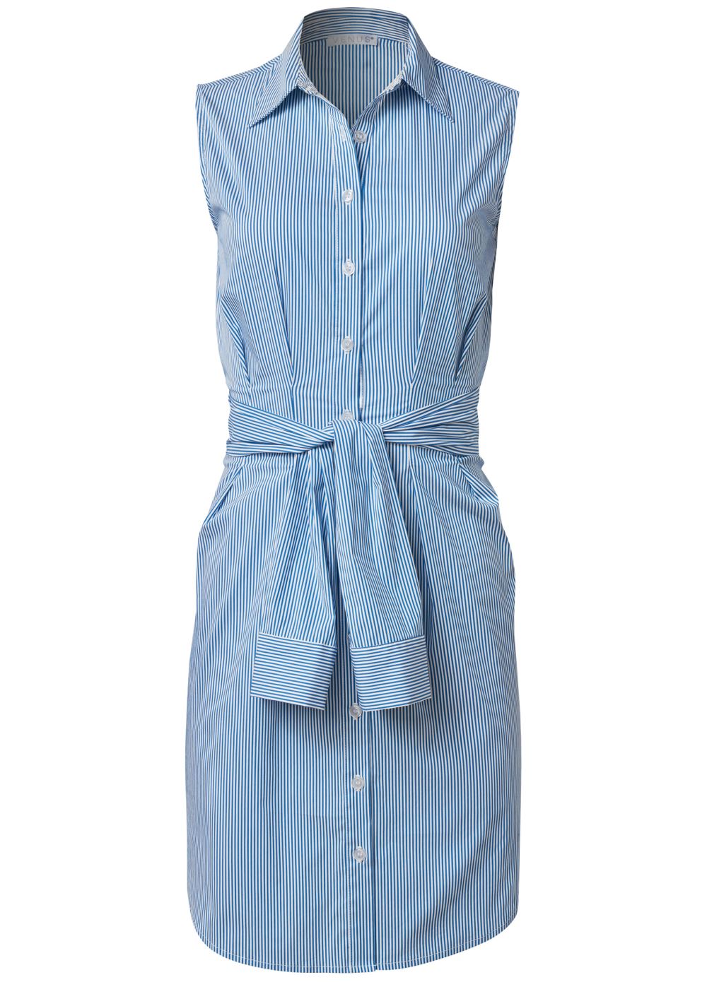 Venus Tie-Front Shirt Dress - Blue & White