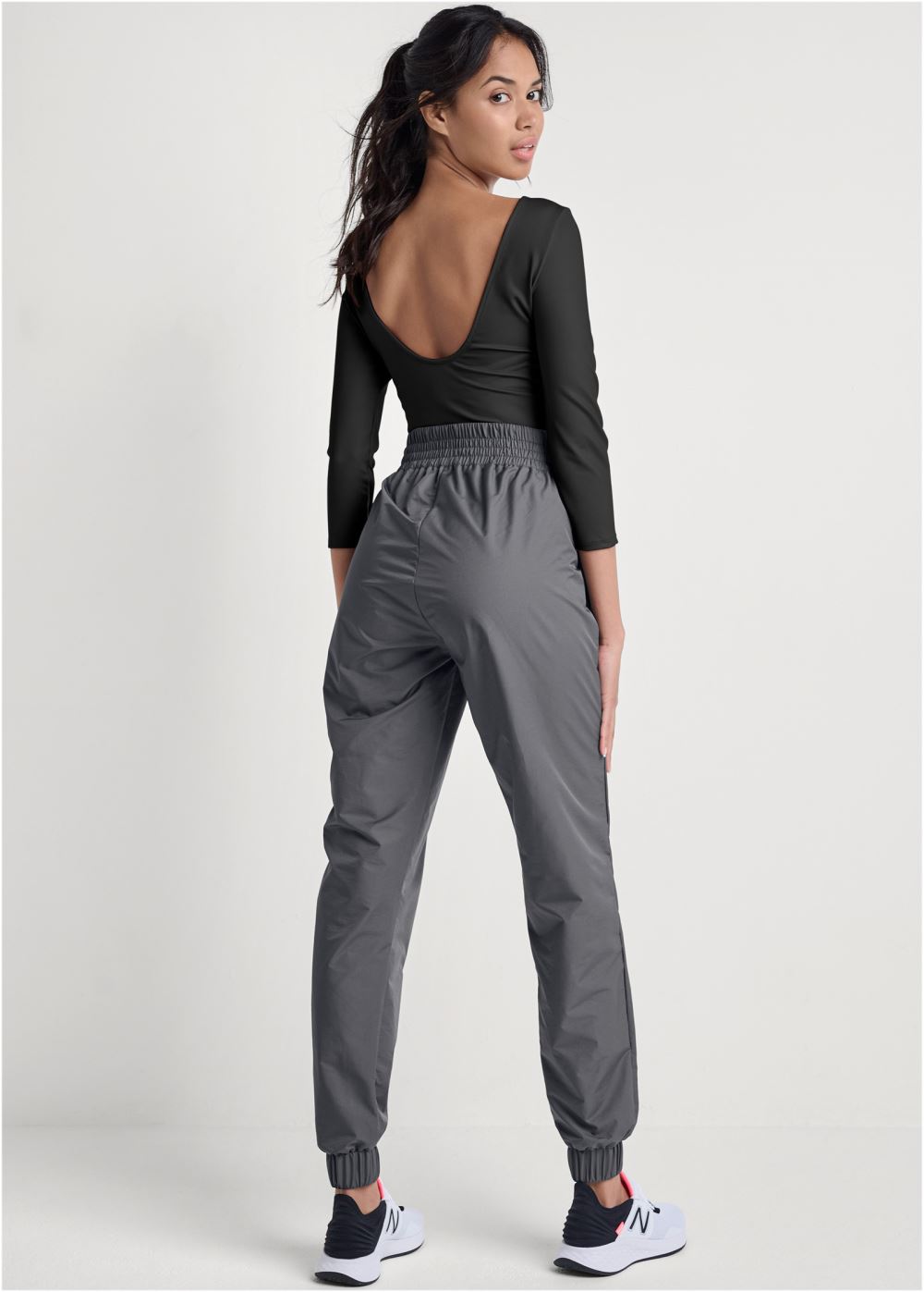 Venus Two-Tone Sport Jumpsuit in Black & Grey