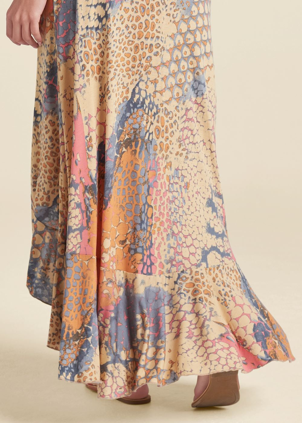 Venus Surplice Maxi Dress - Orange Multi