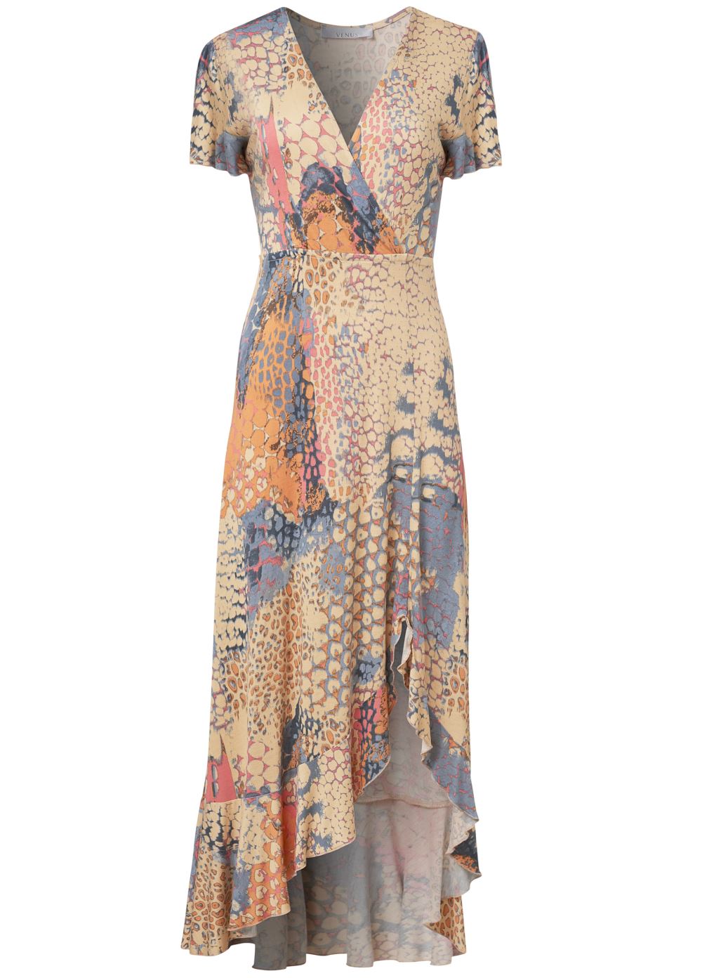 Venus Surplice Maxi Dress - Orange Multi
