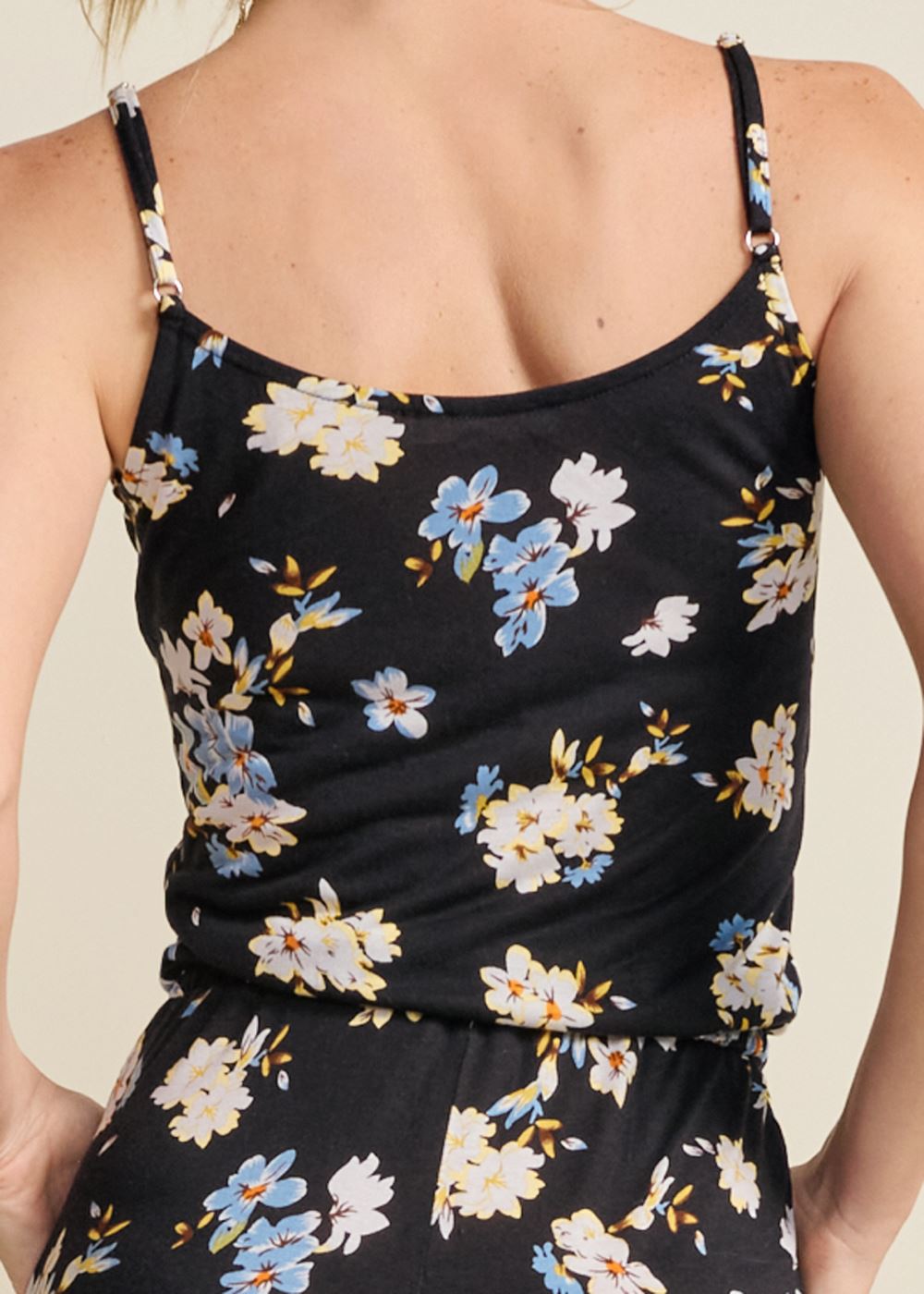 Venus Slit Detail Jumpsuit in Black & Blue