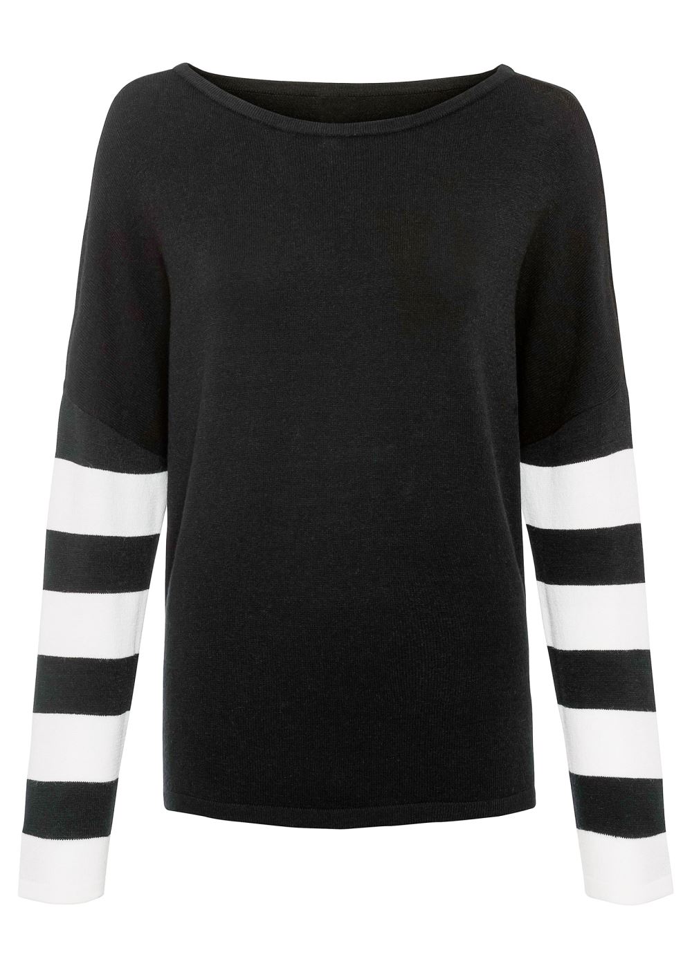 Venus VENUS | Stripe Sleeve Sweater in Black & White