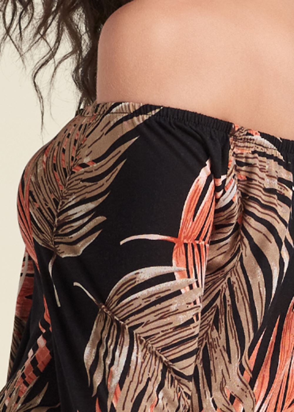 Venus Off-The-Shoulder Floral Top in Black & Orange