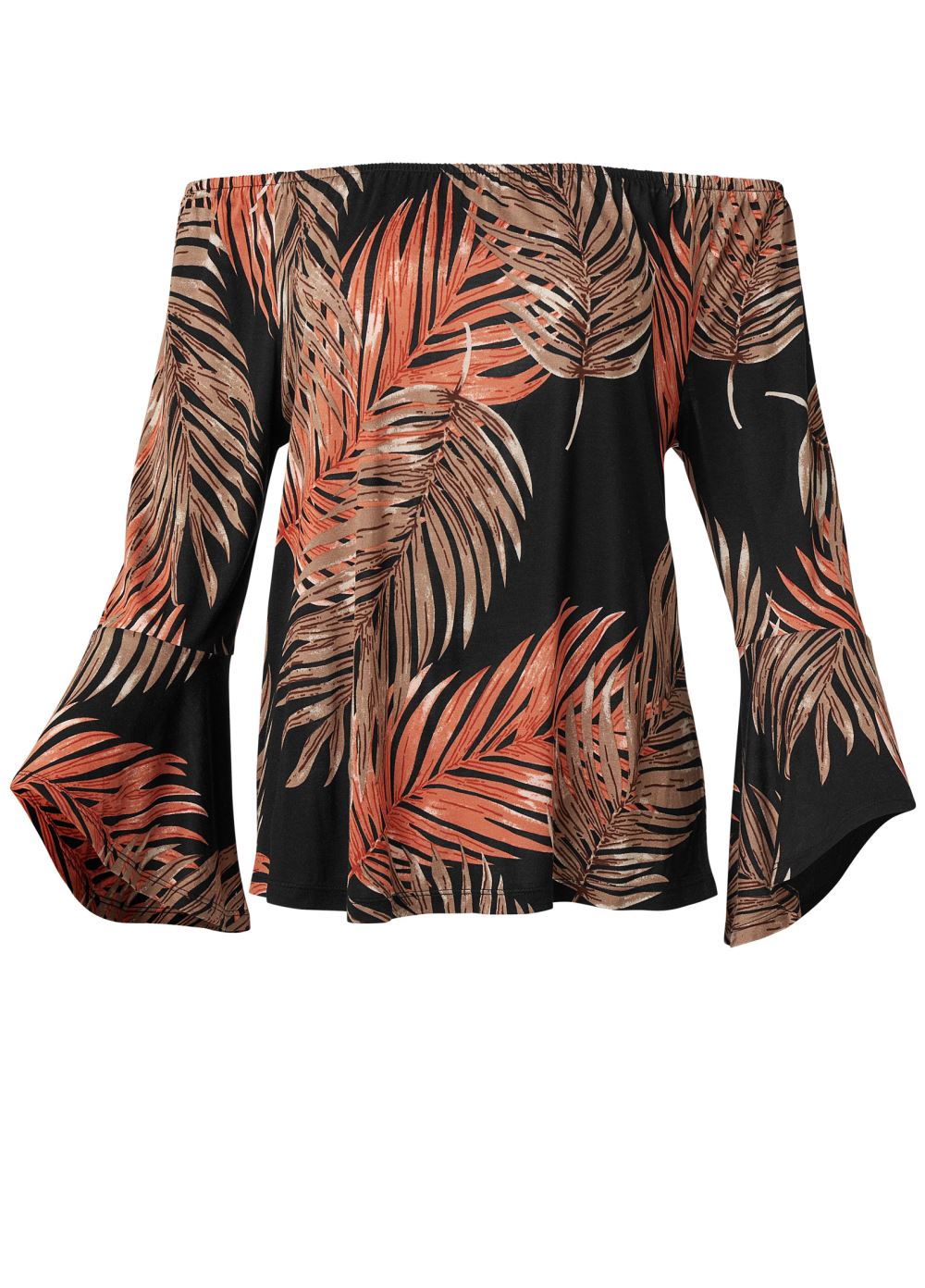 Venus Off-The-Shoulder Floral Top in Black & Orange