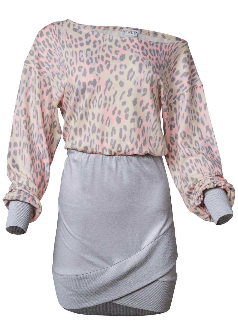Venus Cozy Leopard Print Dress - Grey Multi