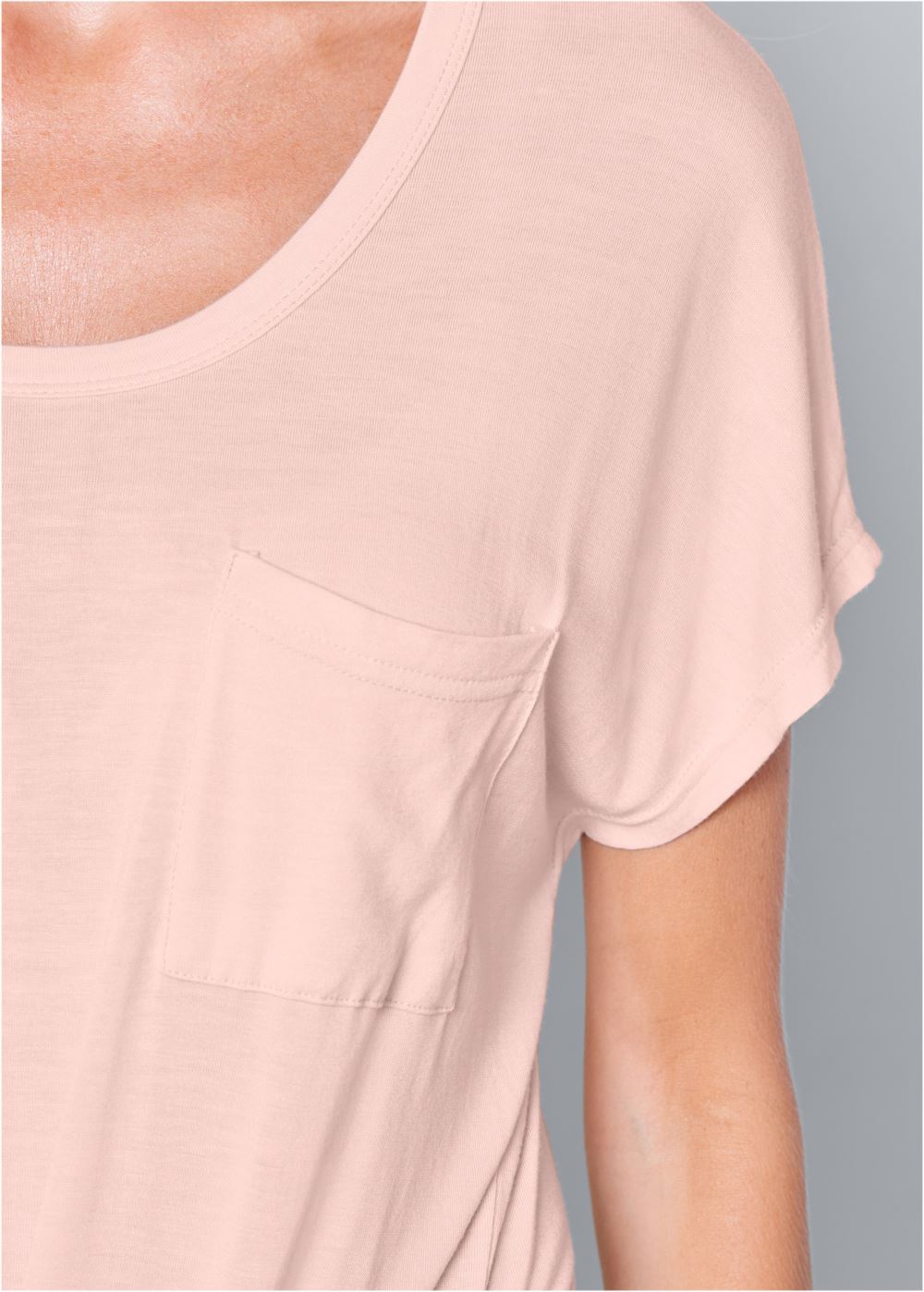 Venus Twisted Knot Detail Tee in Light Pink