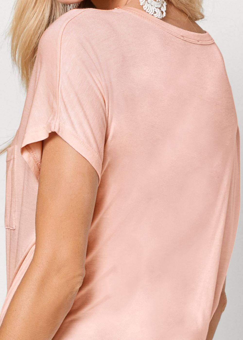 Venus Twisted Knot Detail Tee in Light Pink