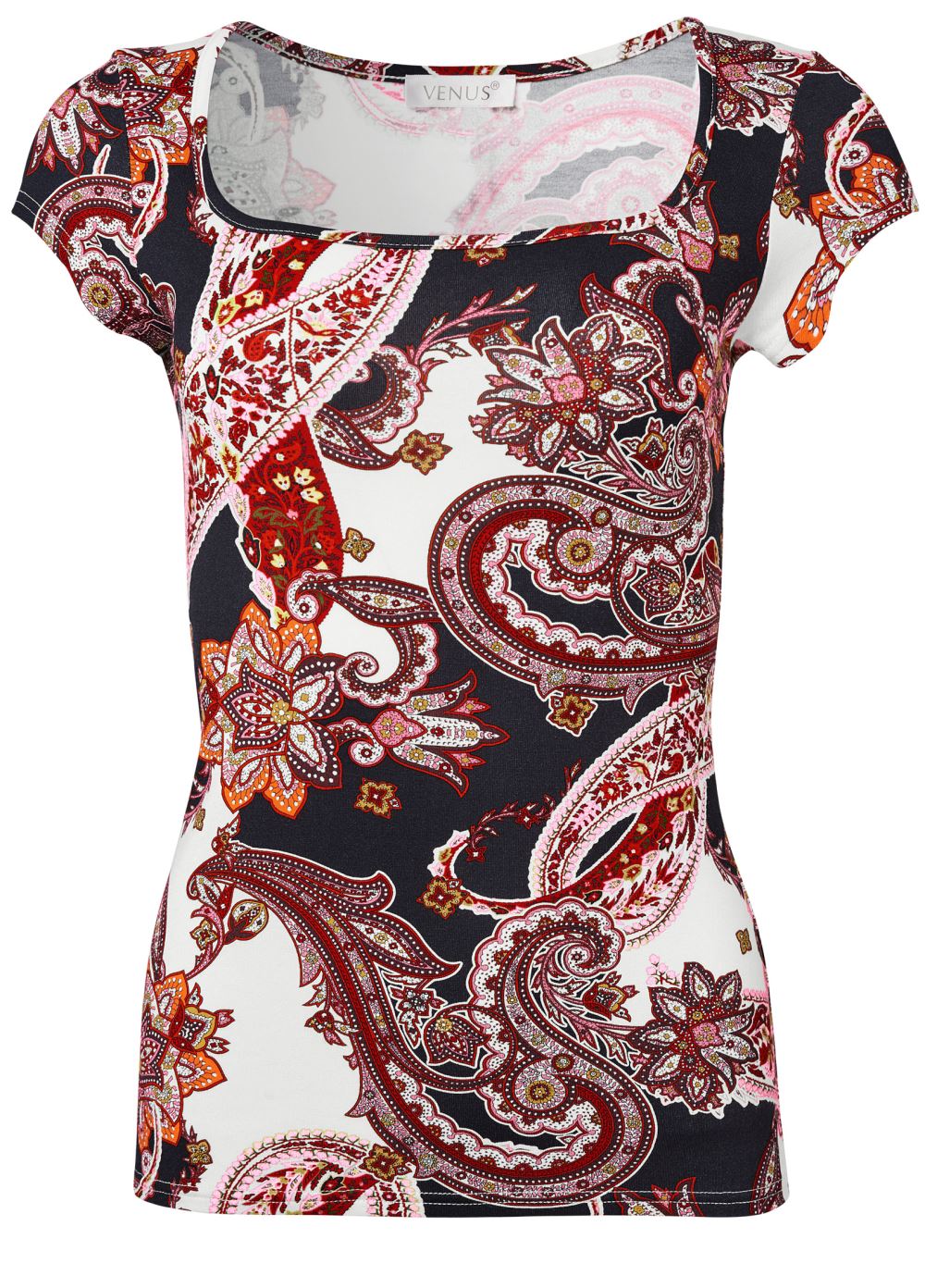 Venus Printed Square Neck Top in Brown Multi