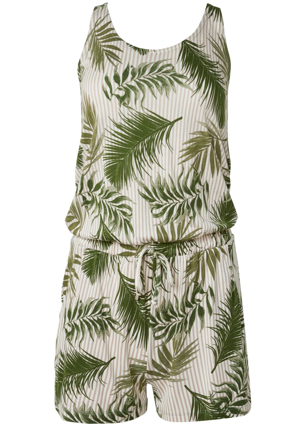 Venus Palm Printed Romper in White Multi