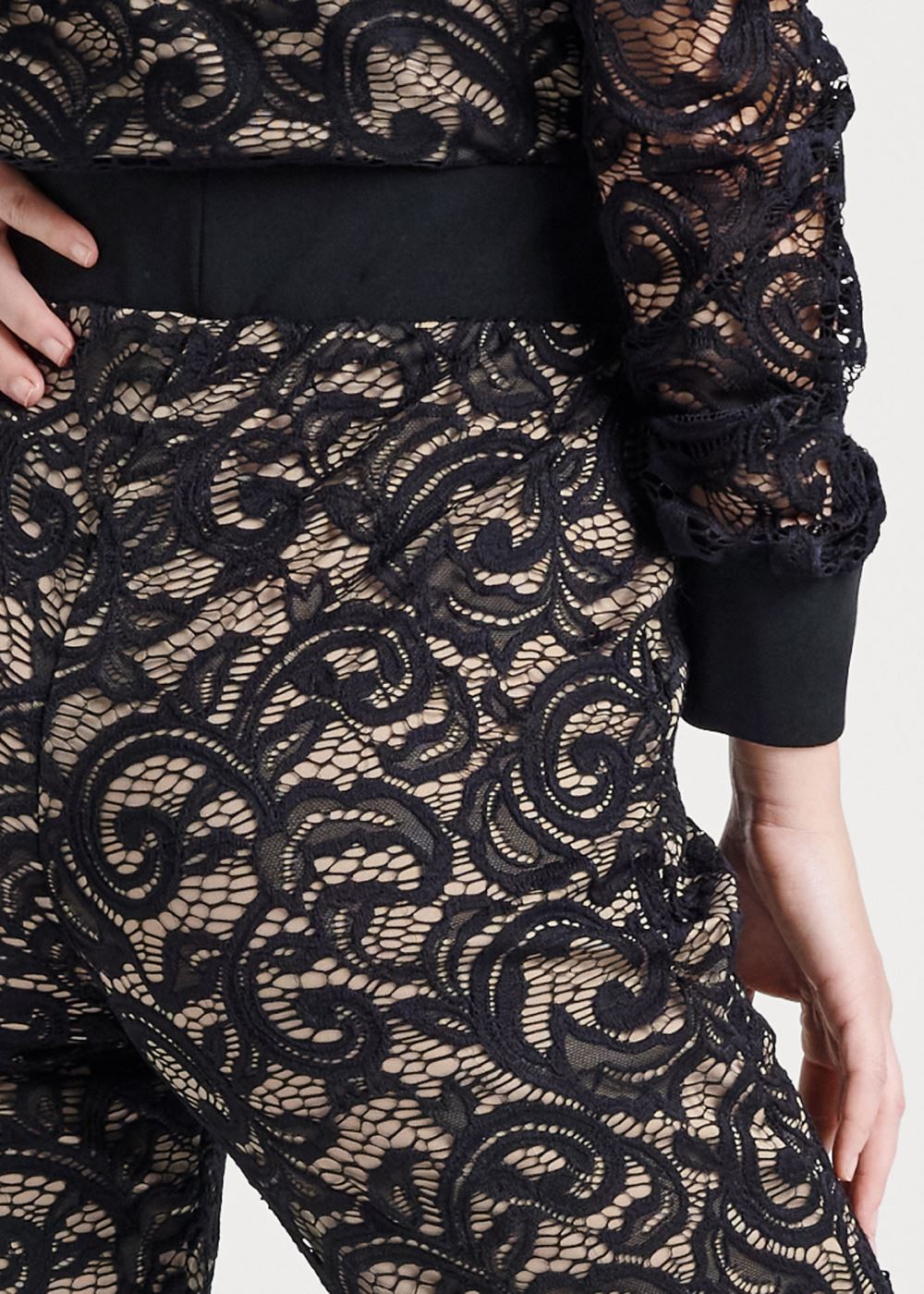 Venus Lace Jogger Jumpsuit in Black
