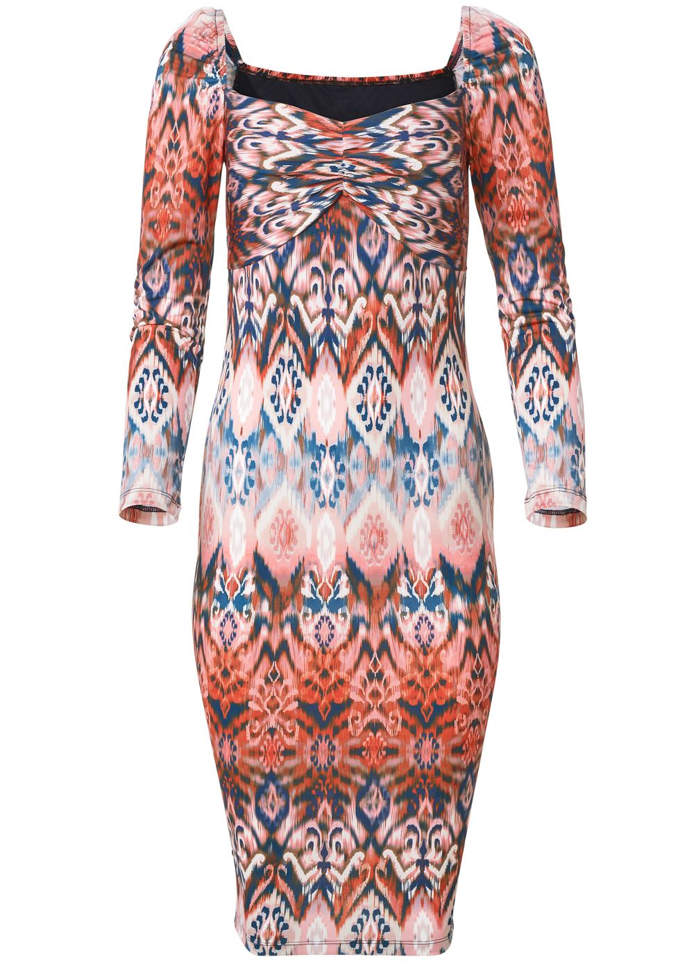 Venus Printed Bodycon Dress - Orange Multi